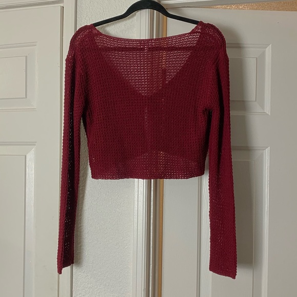 Superdown Channing Knot Front Sweater Oxblood S - Picture 6 of 9